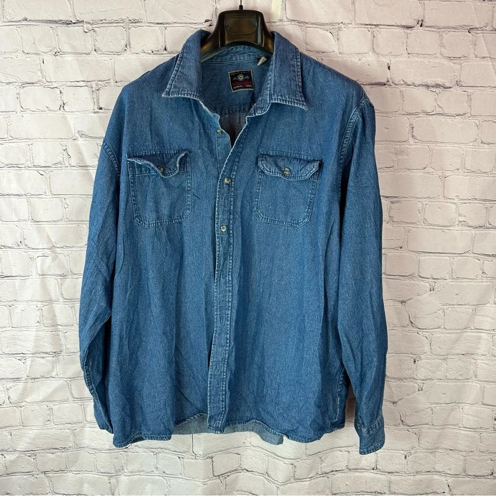men's wrangler western denim long sleeve shirt sz 3XL XXXL